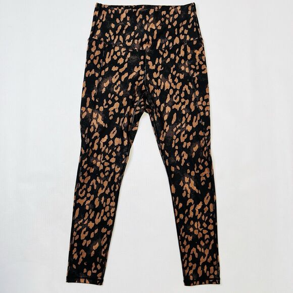 LegEnd Active Leggings Cheatah Print Women’s Size Medium Brown Black Gym Workout - Picture 1 of 10